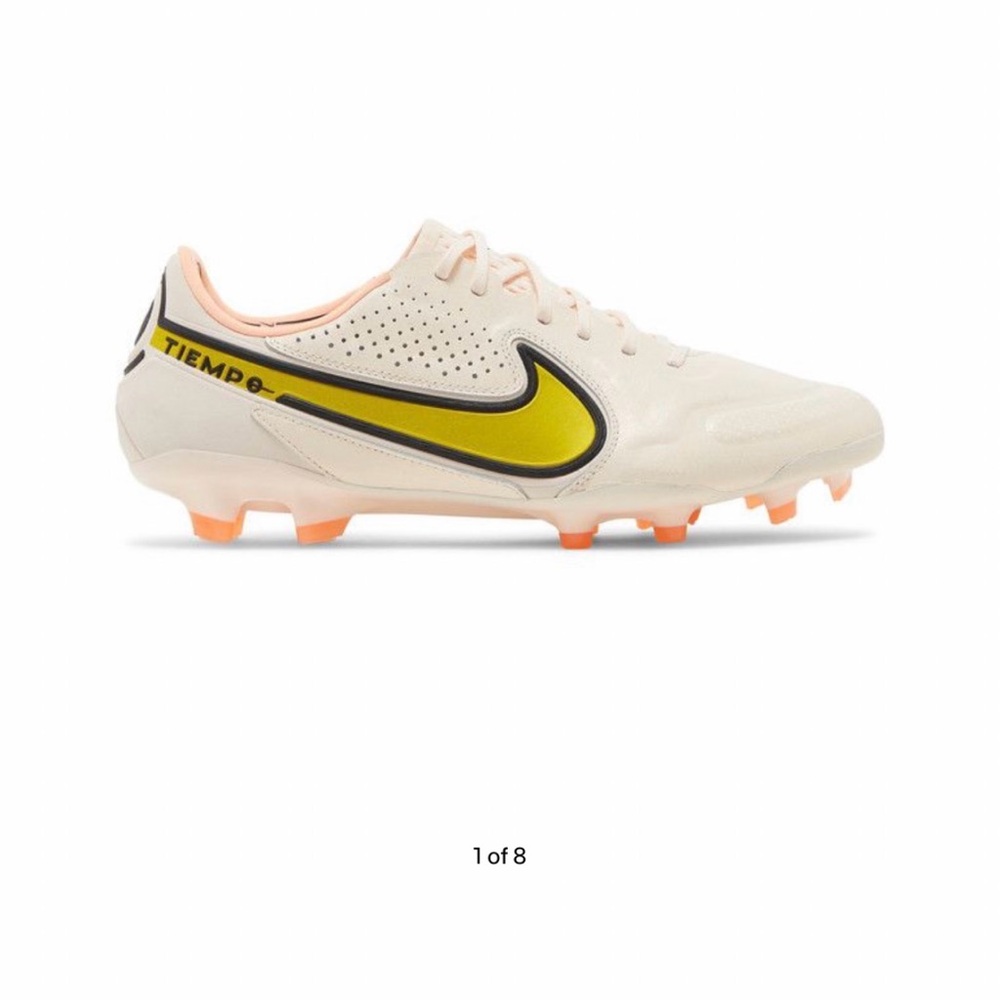 Nike Tiempo Cleats in Cream and Yellow
